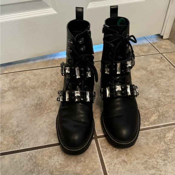 Rhinestone Combat Boots - Picture 2 of 8